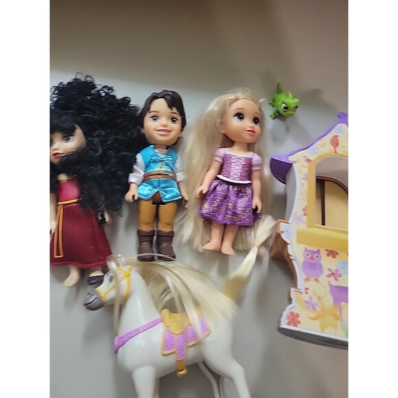 Disney Princess Petite Doll Lot Tangled Rapunzel Flynn Rider Maximus Treehouse - Picture 7 of 10